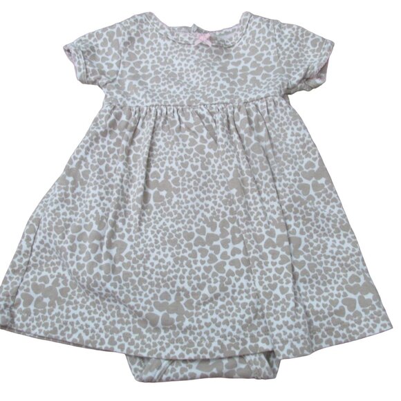 Carters Onesie‎ Dress Girls Size 6M Brown White Leopard Print Short Sleeve - Picture 1 of 4